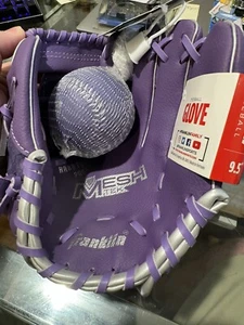 Franklin T-Ball Glove 9.5" Mesh Tek Girls PURPLE Baseball Glove. NEW - Picture 1 of 5