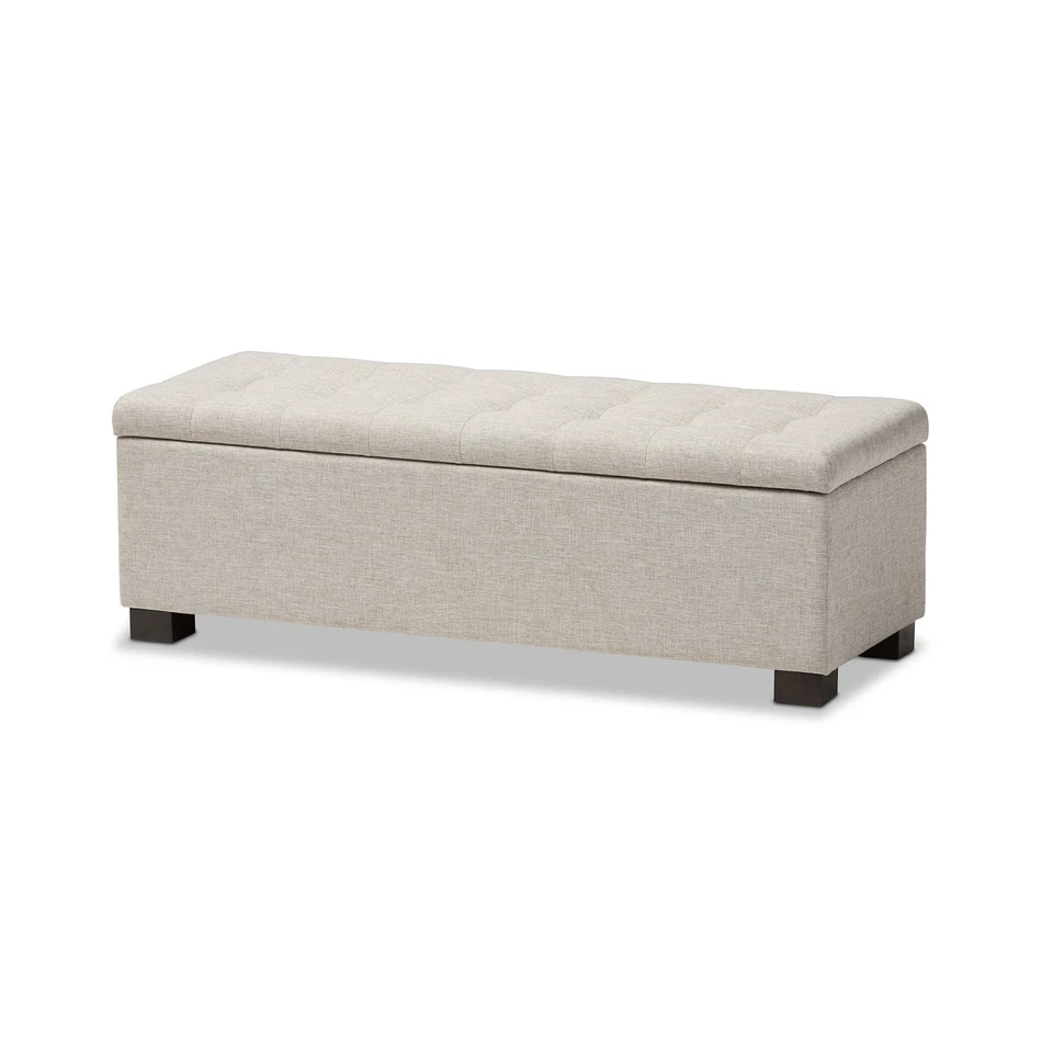 Orillia Modern and Contemporary Beige Fabric Upholstered Grid-Tufting Storage... - Image 1 of 4