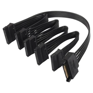 15 Pin Sata Splitter 1 To5 Hard Drive HDD SSD Supply Cable Cord Extension3836 - Afbeelding 1 van 7
