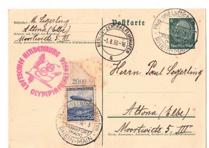 1936, Zepppelin LZ129, mapa de viaje olímpico - 213257 - Imagen 1 de 2