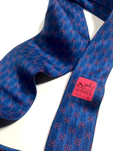 HERMES VINTAGE DOTTED INITIAL H PATTERN TIE DOTS LOGO HIGH END FRANCE BLUE - Picture 1 of 15