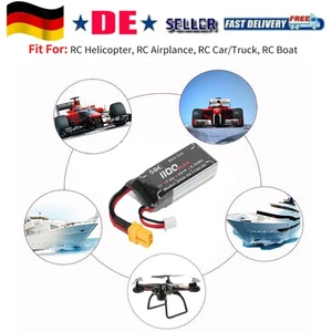 Batería 7.6V 1100mAh 2S Short Lipo XT60 50C para RC Coche Avión - Imagen 1 de 8