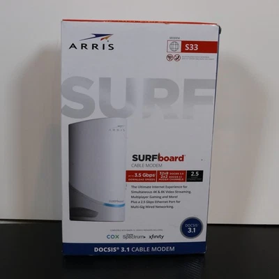 Arris SURFboard S33 DOCSIS 3.1 Cable Modem 3.5 Gbps Multi-Gig Wired Cable Modem - Image 1 of 4