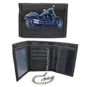 Portafoglio da uomo porta banconote per motociclisti con catena biker hip hop - Foto 1 di 6