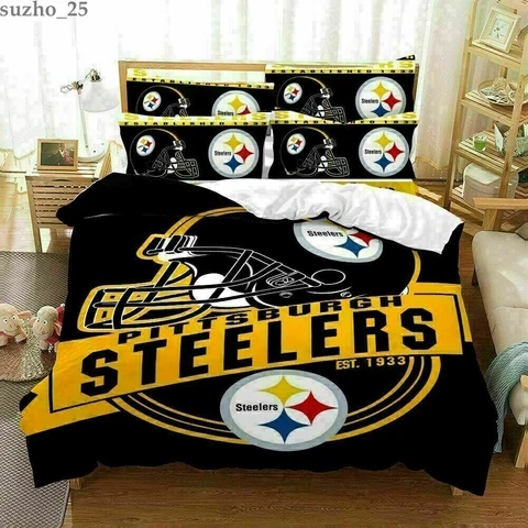 USA Pittsburgh Steelers Comforter Cover 3PCS Bedding Set Duvet Cover Pillowcases Cover