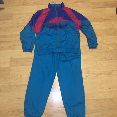 Calça Jaqueta Quebra-Vento Feminina Bocoo Track Suit Rosa Azul-petróleo Nylon Anos 80 Anos 90 Média - Imagem 1 de 4