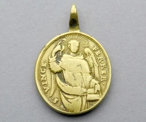 Antique (18 th) Religious Pendant. Saint Vincent Ferrer. Dominic. Fleur de Lis. - Picture 1 of 7