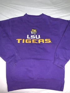 OVB Old Varsity Brand Stitched LSU Tigers Pull Over Sweatshirt Sz XS Purple Bin5 - Picture 1 of 5