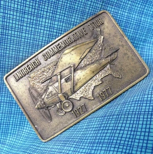 Lindbergh Commemorative Tour Belt Buckle Experimental Aircraft Assoc Vtg .DBD742 - Picture 1 of 8