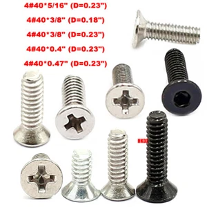 4#40 Countersunk Machine Screws Phillips/Hex Head Bolts Stainless/Carbon Steel - Picture 1 of 19