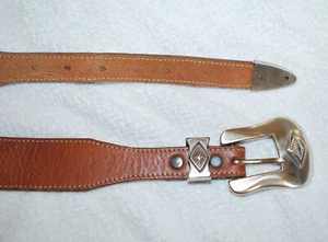 JUSTICE Top Grain brauner Rindsledergürtel silberne Hardware, Gr. 30 - S0 514TN - Bild 1 von 5