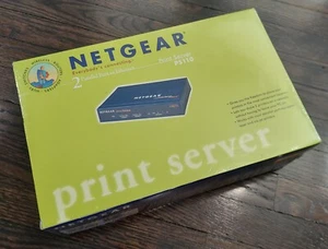 NETGEAR PS110 10/100 PARALLEL 2-PORT PRINT SERVER ULAT-13 Printer Sharing Sealed - Picture 1 of 9