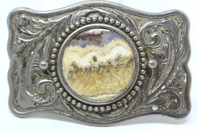Hebilla de cinturón estilo occidental imagen encaje ágata piedra años 80 3,5/8"x2,5" #D13 Foto 1 de 4