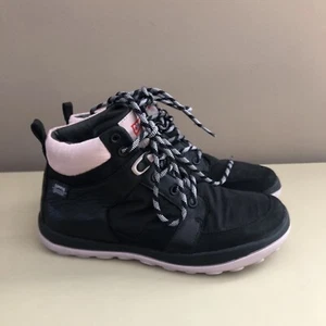 Camper Women's black canvas and leather Hightop Sneakers Booties w Pink 37 US 7 - Picture 1 of 6
