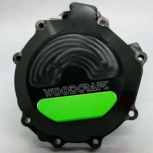 WOODCRAFT 2006-2010 KAWASAKI ZX10R LEFT SIDE ENGINE STATOR COVER - GREEN PLATE - Foto 1 di 4