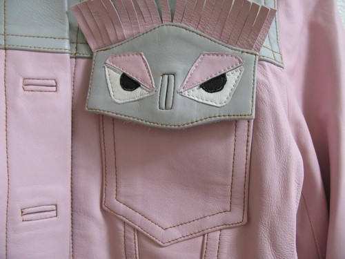 FENDI Roma Borsa Bugs Monster Giacca di Pelle Rosa Uomo Taglia M Usata