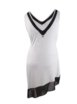 Nuevo Vestido sin mangas asimétrico Calvin Klein Traje de baño Encubrimiento Blanco y Negro S/M Foto 1 de 4
