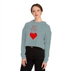 My Boo has a Heart On for Me w/Red Font Women?s Cropped Hooded Sweatshirt/Hoodie