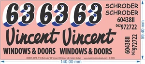 Schroder '63' Vincent Windows VC Holden Sedan - 1/18 1/24 1/32 1/64 - WaterDecal - Bild 1 von 5