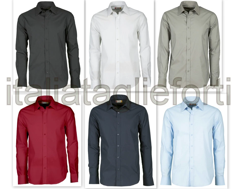 CAMICIA UOMO COTONE MANICA LUNGA TAGLIE FORTI CALIBRATA NO STIRO ELASTICIZZATA - Immagine 1 di 1
