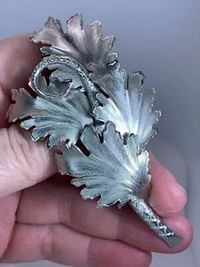 Leaves Textured Vintage Silver Brooch Pin M-3344 - Picture 1 of 4