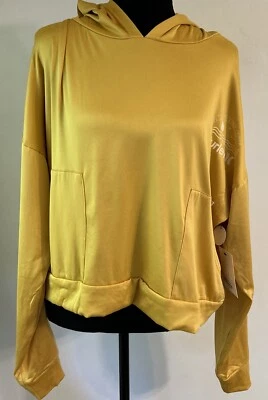 Hurley 女式 Beach Vibe Crop 连帽衫芥末黄色全新带标签 XL — 第 1/4 张图片