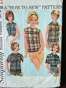 1960s SIMPLICITY 5326 - Misses Blouse sewing pattern Size 20 (40" Bust) - Picture 1 of 4