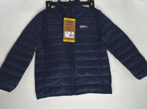 NWT Eddie Bauer Kids Youth Down Sackable Jacket Medium 7/8 Navy Blue - Picture 1 of 8