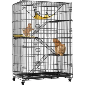 Catio 4-Tier Large Cat Cages Indoor Metal kitten Playpen Enclosure with Wheels - Picture 1 of 7