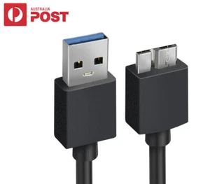 USB 3.0 Male A to Micro B Super High Speed Hard Drive Cable For Seagate WD - Picture 1 of 9