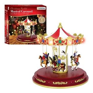 Christmas Carousel 14 LED Musical Lights Revolving Red 8 Festive Tunes Decor - Picture 1 of 5