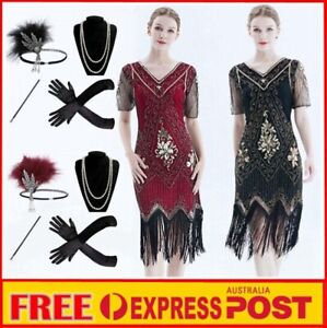 Women 1920s Vintage Great Gatsby Flapper Costume Sequins Christmas Party Dress