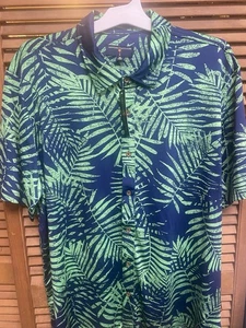 Men's Margaritaville Tropical Green/Navy Quick Dry Collar Shirt Size XXL - Picture 1 of 3