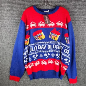 Route One Old Bay Crawfish Ugly Sweater Erwachsene XL Cajun Weihnachten rot blau Neu mit Etikett - Bild 1 von 6