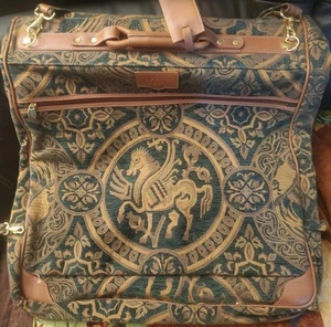 1980er VENTURA Gobelin Kleidersack grün braun Gepäckträgergurt hängend NM - Bild 1 von 14