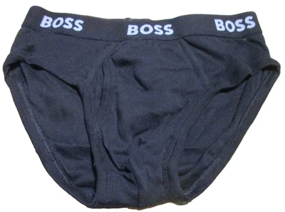 BOSS men's HIPSTER briefs-sz M-1 PR-NWOT-black w/ gray logo-COTTON Blend - Image 1 of 4