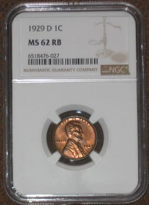 1929 D MS62 RB Red Brown Wheat Penny NGC Graded cent 1c Lincoln - Picture 1 of 2