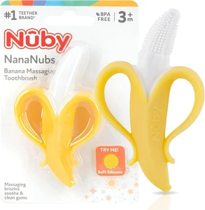 Nuby Nananubs Banana Massaging Teether – Baby Teething Toys 3 Months and Up, Sil - Picture 1 of 14