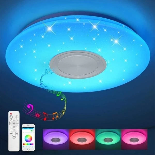 Plafoniera Lampada Soffitto Musicale Speaker C09-RGB Bianco Freddo Naturale uni