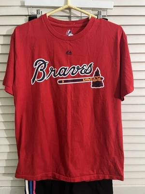 Camisa mediana Jason Heyward #22 Atlanta Braves roja majestuosa para hombre 100 % algodón usada en excelente estado Foto 1 de 4