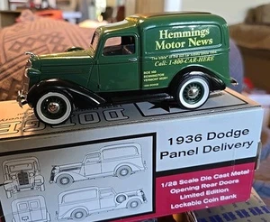 1936 Dodge Panel Delivery Lockable Coin Bank Hemmings Motor News 1:28 Scale - Picture 1 of 4
