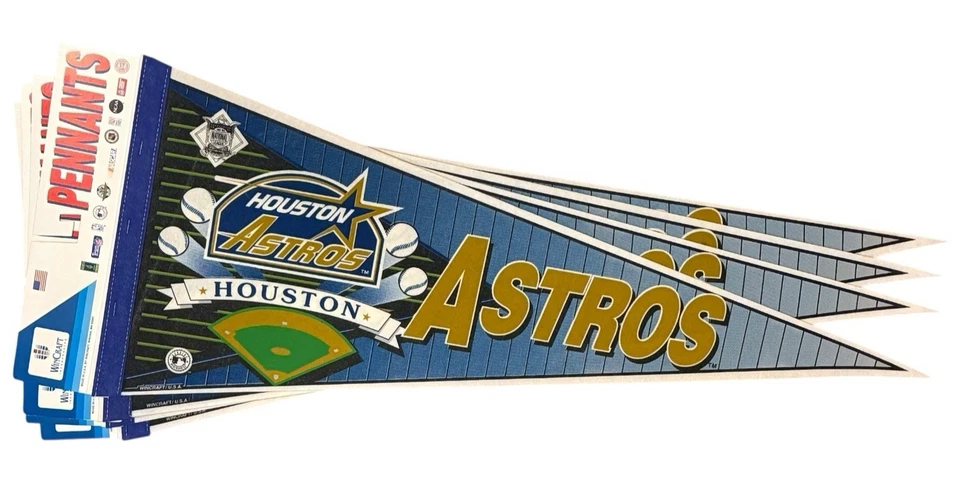 Houston Astros вымпел MLB бейсбол войлок 12 x 30 WinCraft новый из старых запасов с ярлыком ретро логотип - Изображение 1 из 4