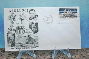 Sello y sobre de emisión de primer día - NASA 1972 Apolo 16 - 20 de abril evento espacial de EE. UU. - Imagen 1 de 2