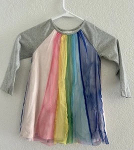 Hanna Andersson Toddler Girl Rainbow Tulle Long Sleeve Dress US size 4 - Picture 1 of 5
