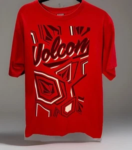 Vintage Volcom T-shirt 🌊Men L 1990s Red Skateboarding Surf Graphic Print GUC - Picture 1 of 21