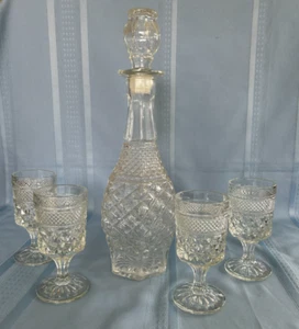 Anchor Hocking Wexford Decanter 4 Stemmed Wine Glasses - Picture 1 of 7