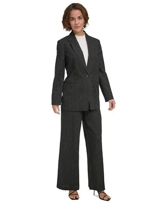 Blazer Feminino Dkny Manga Longa Botão Único - Preto/Marfim - Tamanho 2 - Imagem 1 de 4
