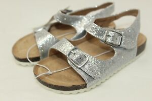 NWT Cat & Jack "Tisha" Young Girls Size 8 Silver Glitter Sandals