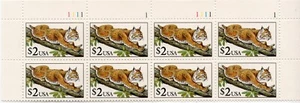 Scott #2482 $2 Bobcat Plate Block of 8 Stamps - MNH Top - Picture 1 of 2