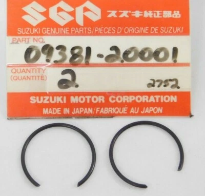 2 piezas originales SUZUKI TS400 TM400 SP370 DR370 CIRCLIP OEM 09381-20001 NUEVAS Foto 1 de 3